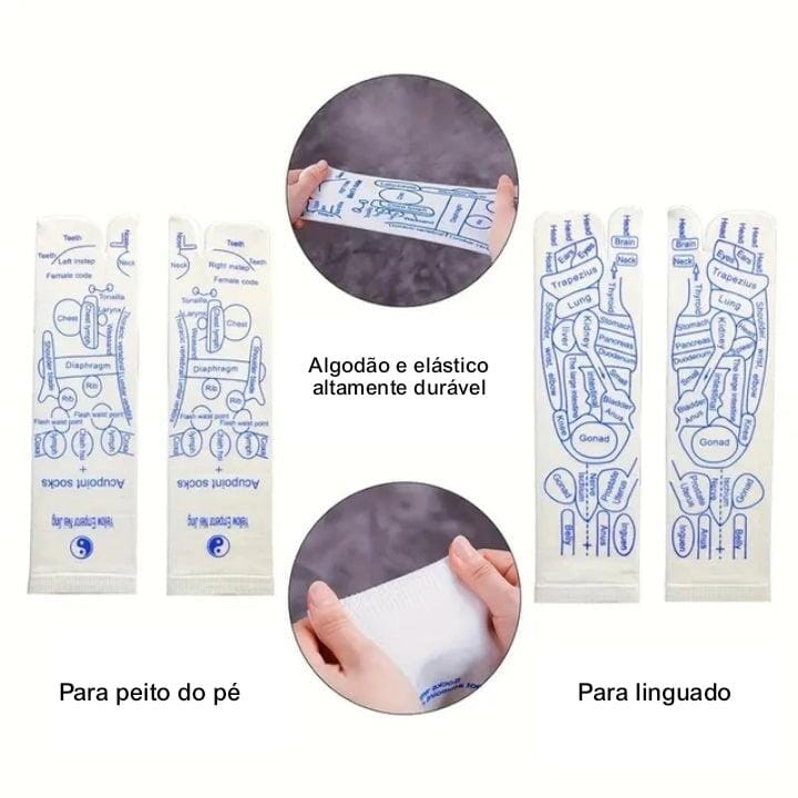 Kit Terapêutico: Meias De Reflexologia Com Ferramenta De Massagem Chinelo ortopédico Mil e Dois Descontos 