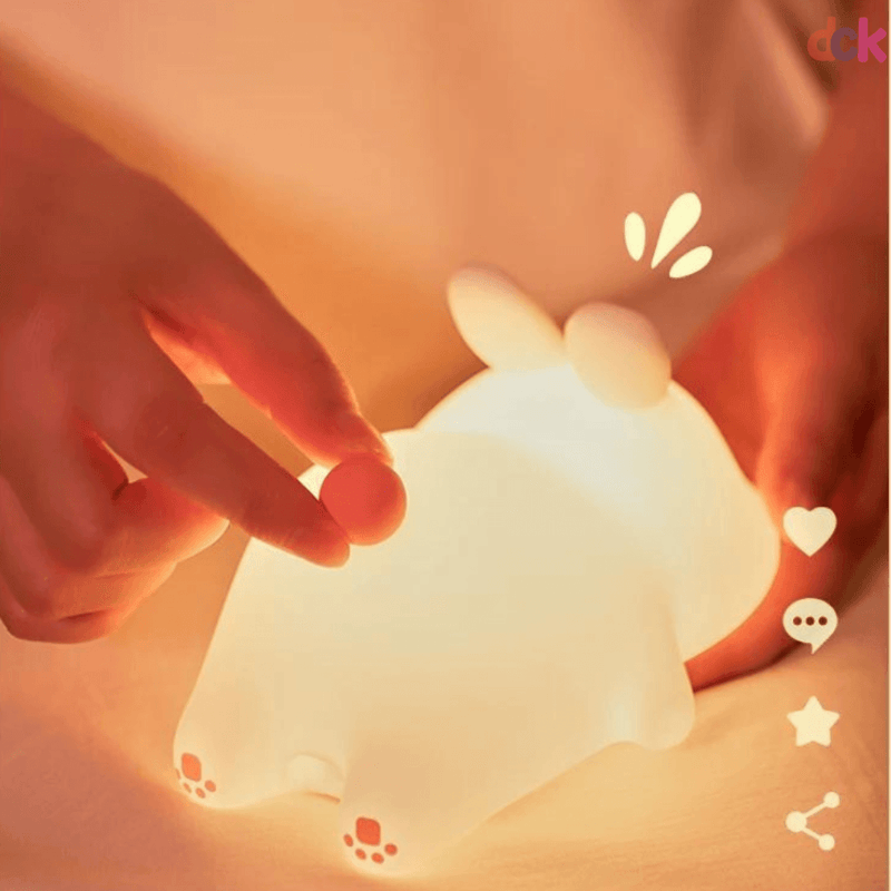 Luminária Touch em Silicone Coelho Preguiçoso Luminaria Mil e Dois Descontos 