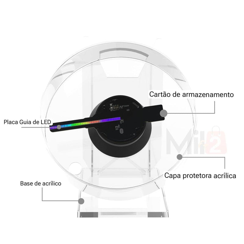 Mini Projetor de Hologramas 3D com Alto-falante Bluetooth Mil e Dois Descontos 