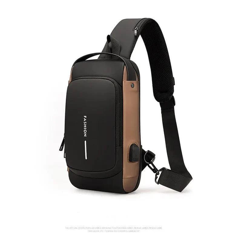Mochila de Ombro Impermeável AntiFurto Slim Swat bag antifurto Mil e Dois Descontos Marrom 