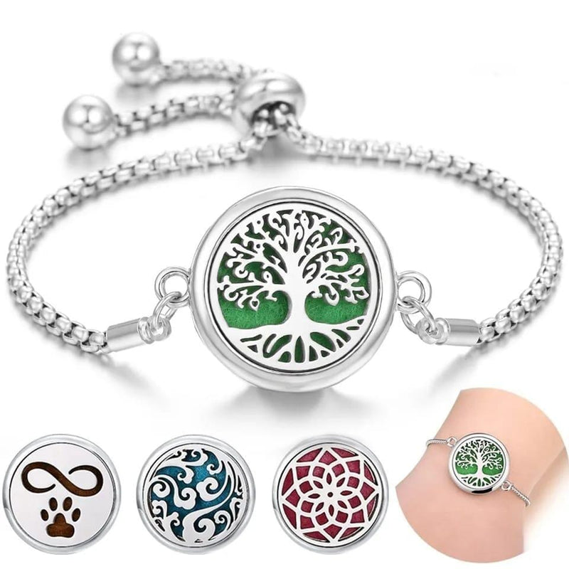 Pulseira Aromaterapia Árvore da Vida Raíz em AÇO INOXIDÁVEL - ANTIALÉRGICO + 10 almofadas de aroma Grátis pulseira de cheiro Mil e Dois Descontos 