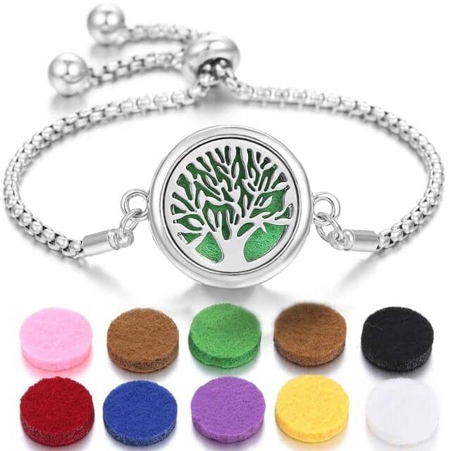 Pulseira Aromaterapia Árvore da Vida Raíz em AÇO INOXIDÁVEL - ANTIALÉRGICO + 10 almofadas de aroma Grátis pulseira de cheiro Mil e Dois Descontos 