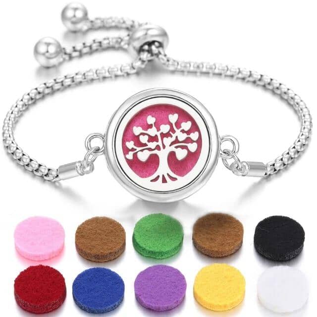 Pulseira Aromaterapia Árvore da Vida Raíz em AÇO INOXIDÁVEL - ANTIALÉRGICO + 10 almofadas de aroma Grátis pulseira de cheiro Mil e Dois Descontos 